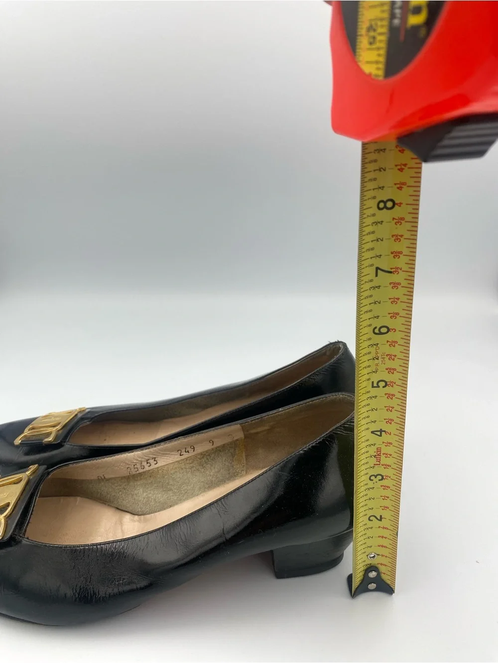 Salvatore Ferragamo Black Leather Low Heel Loafers with Gold Hardware